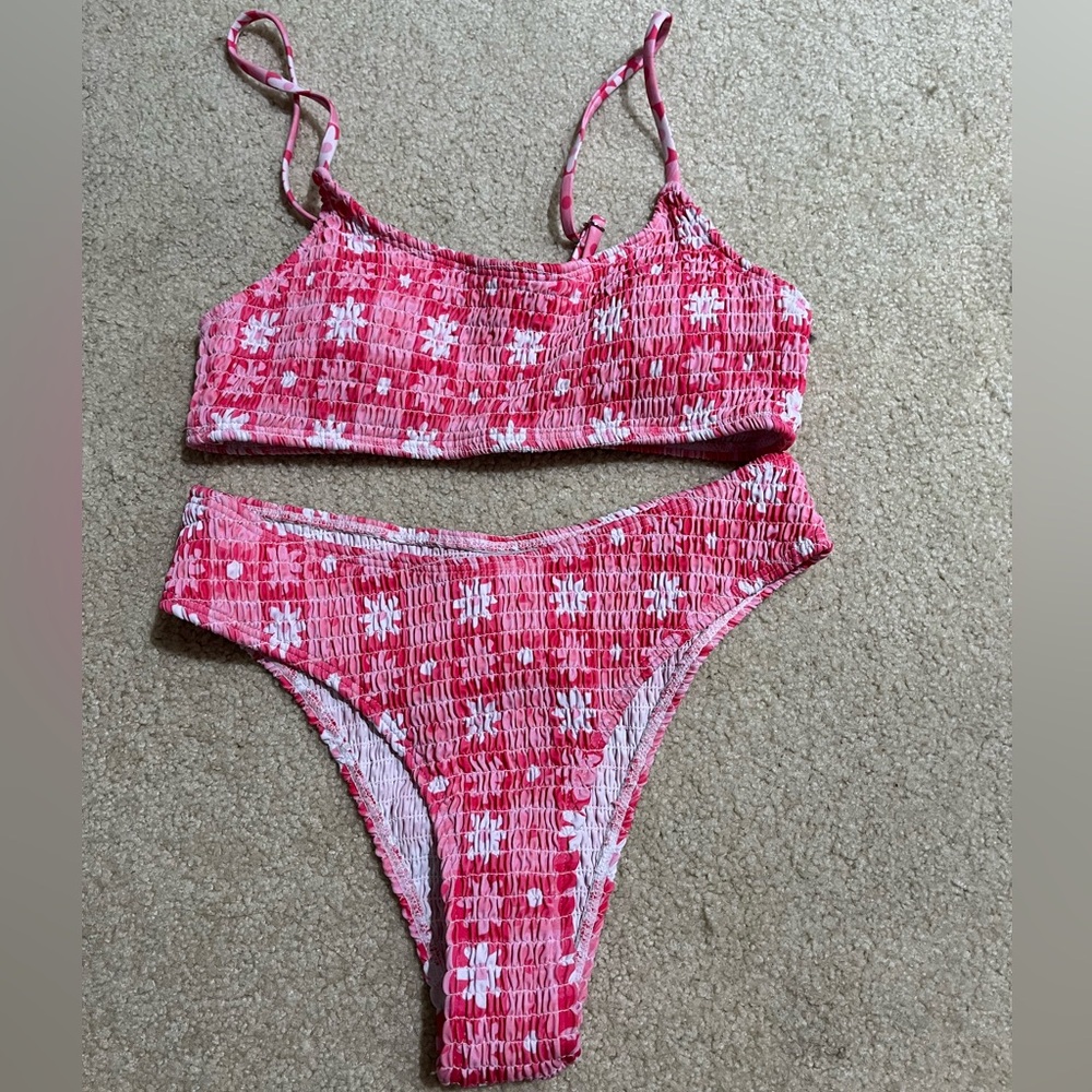 Pink floral bikini